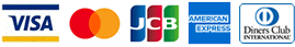 VISA、Master Card、JCB、AMEX、ダイナース