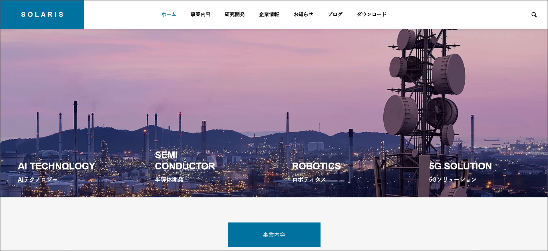トップページに掲載した事業内容