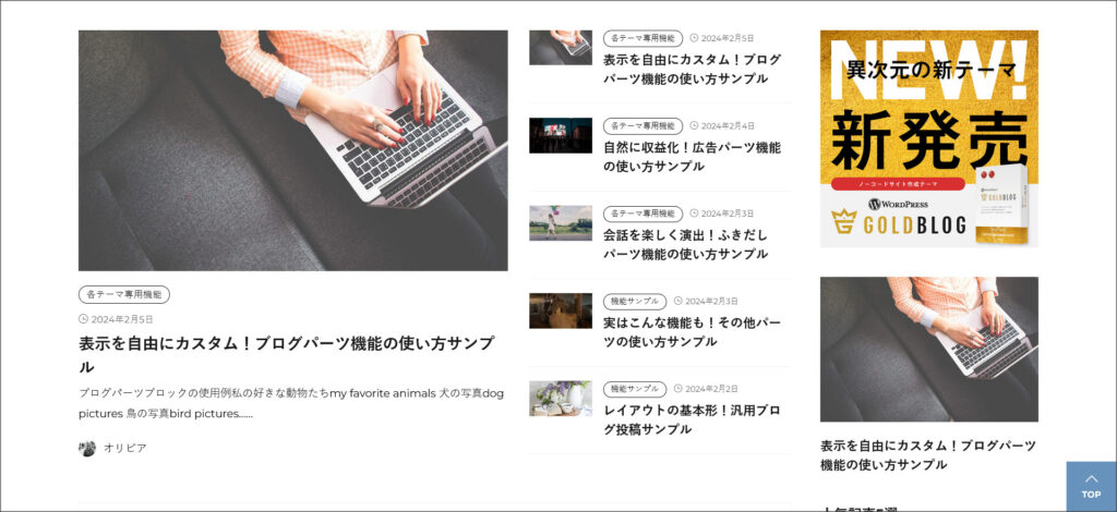 ゴールドメディアのデモサイト（メディア型）