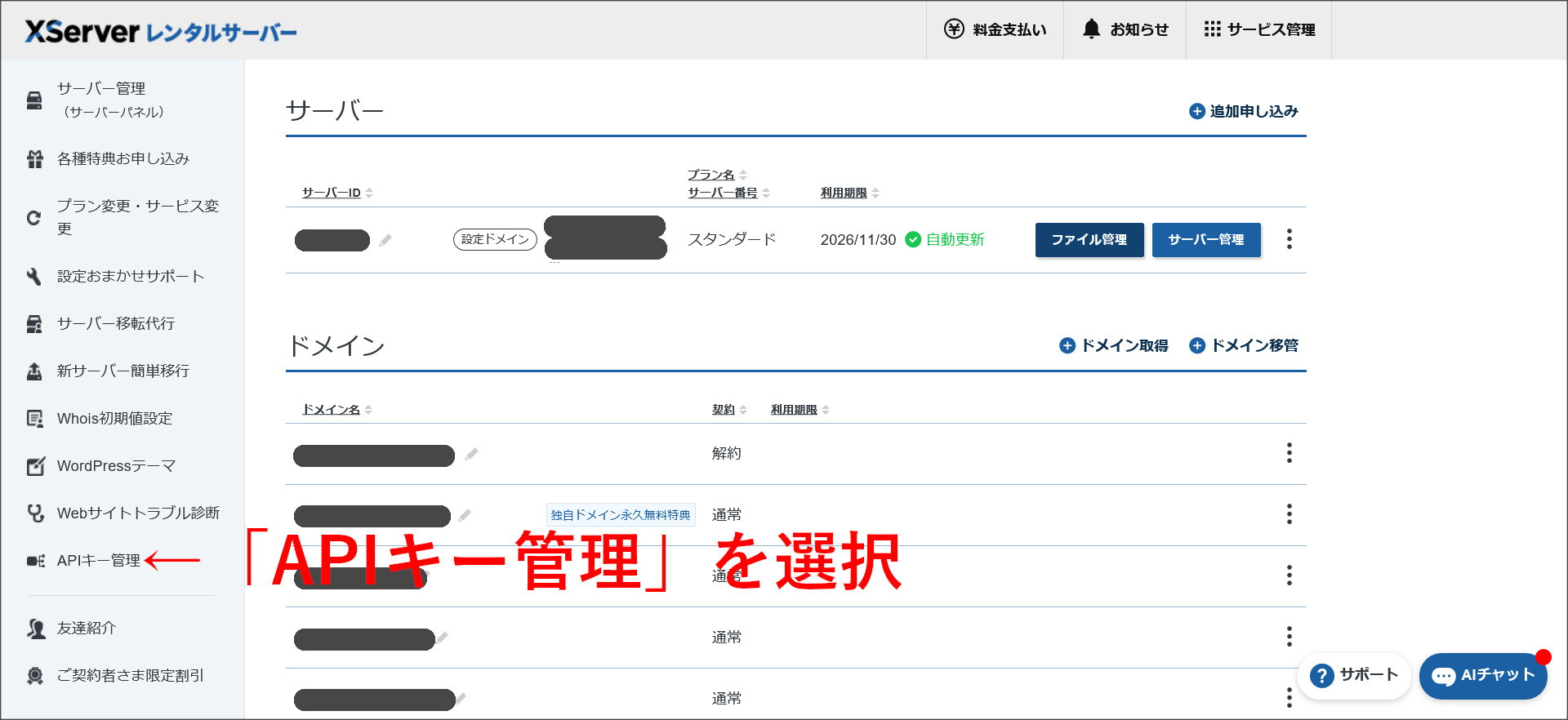 XServerアカウント