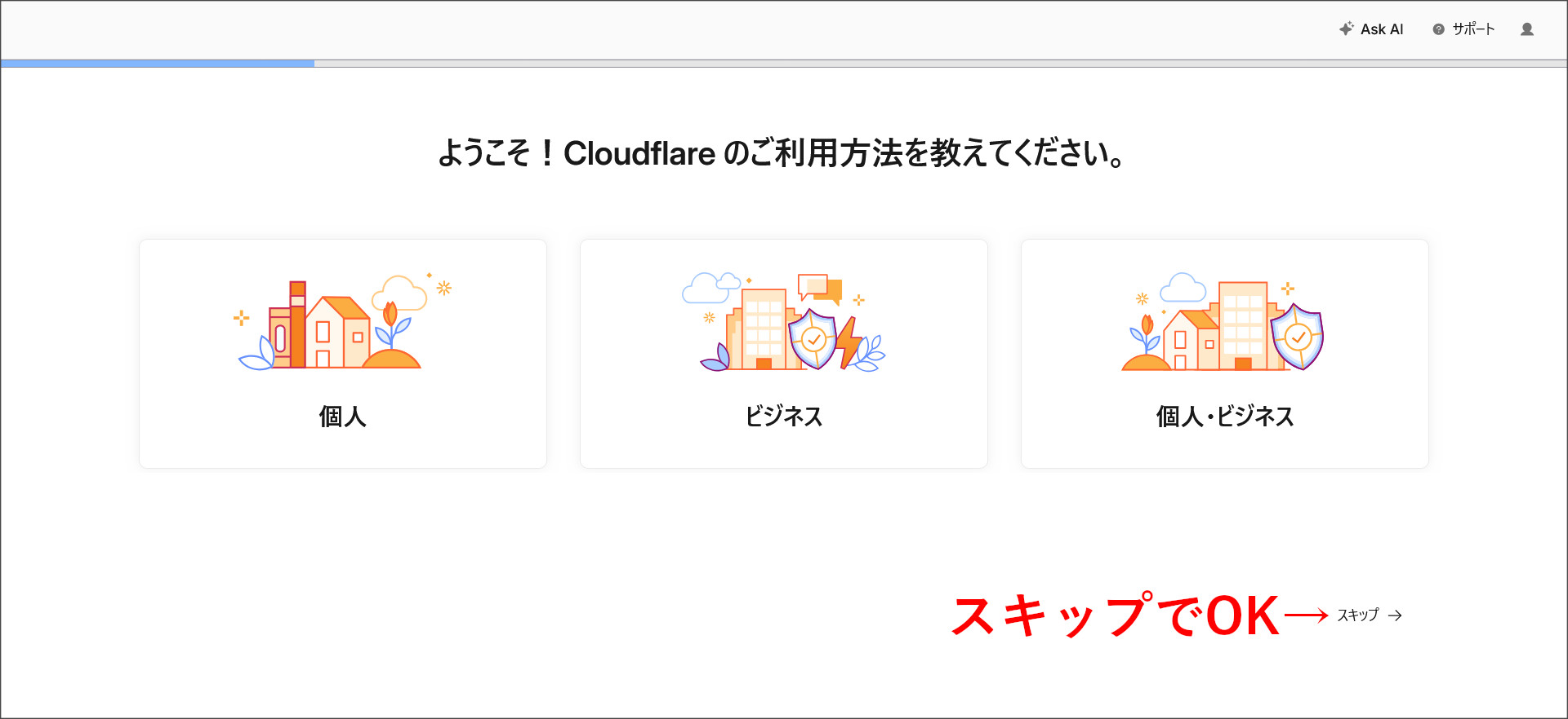 Cloudflareの質問画面